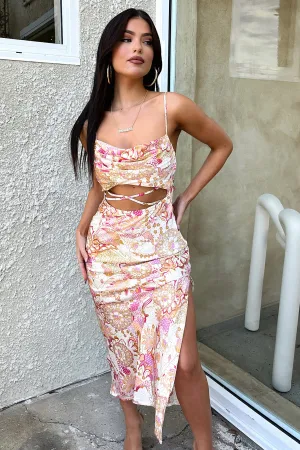 style glow Spring Tone Florence Midi Dress - Pink Floral