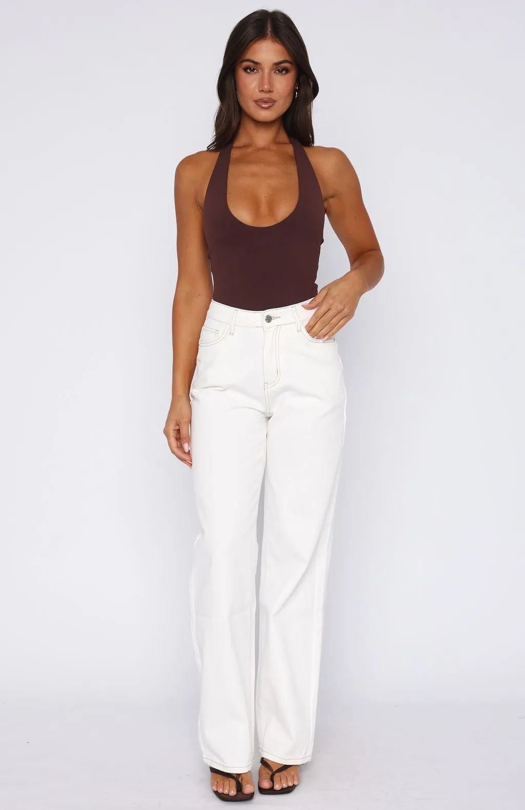 Frayed Detail Bring The Style High Rise Wide Leg Jeans Off White