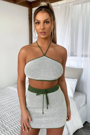 Ava Knit Crop - Green Camouflage