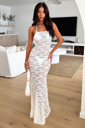 Moon Rise Print Allover Veradi Maxi Dress - White