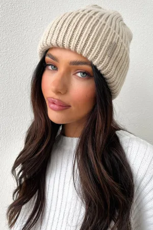 Perfect for Travel Thick Fabric Luna Beanie - Beige
