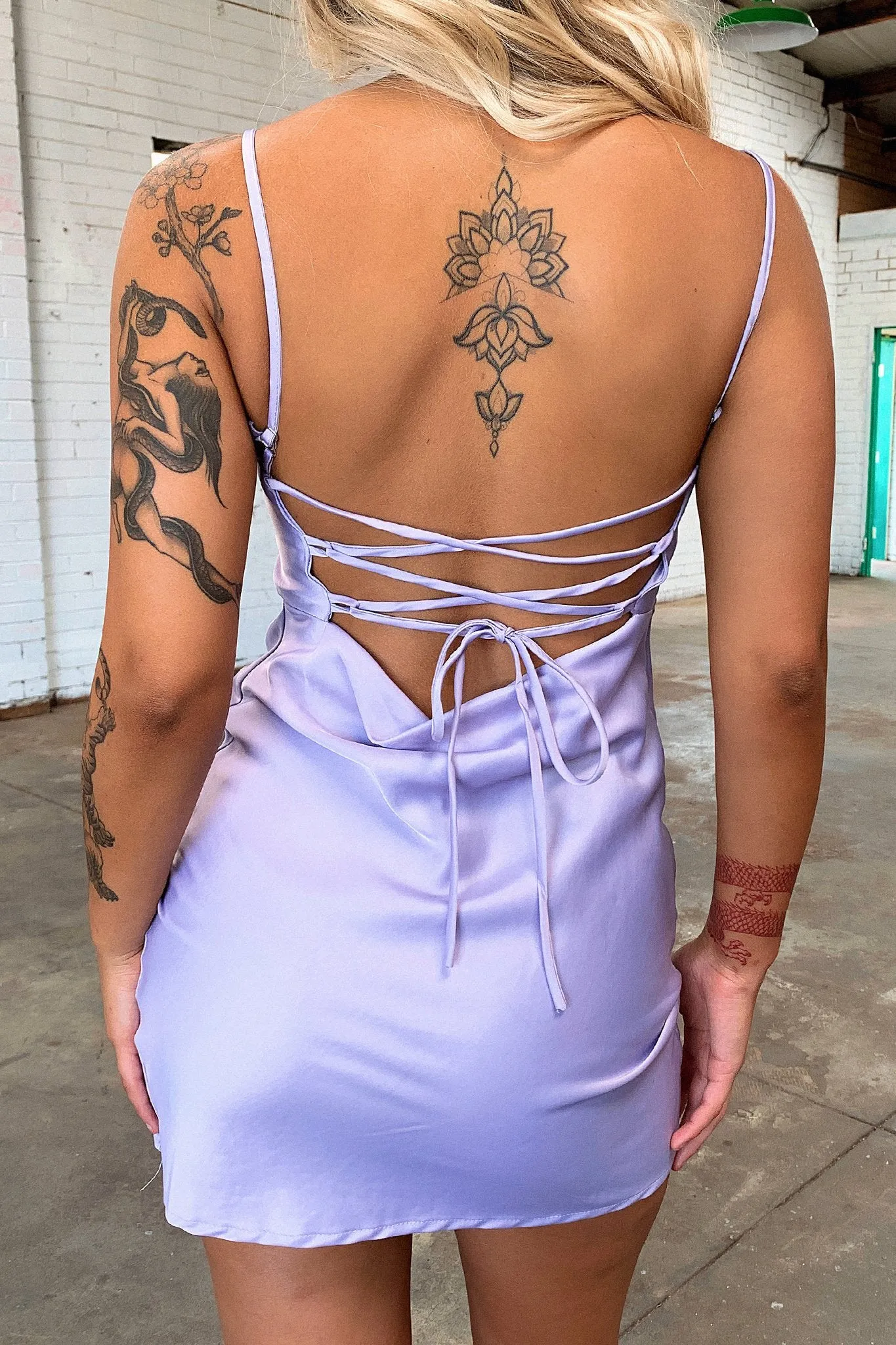 Fringe Fun Addison Satin Mini Dress - Lilac