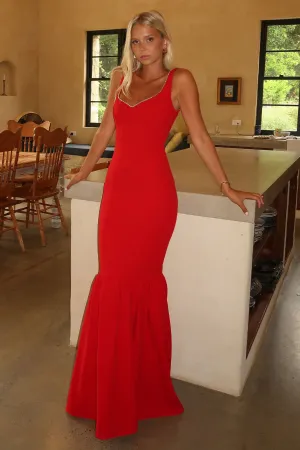 Emberly Maxi Dress - Red Bold-Color Photo Light