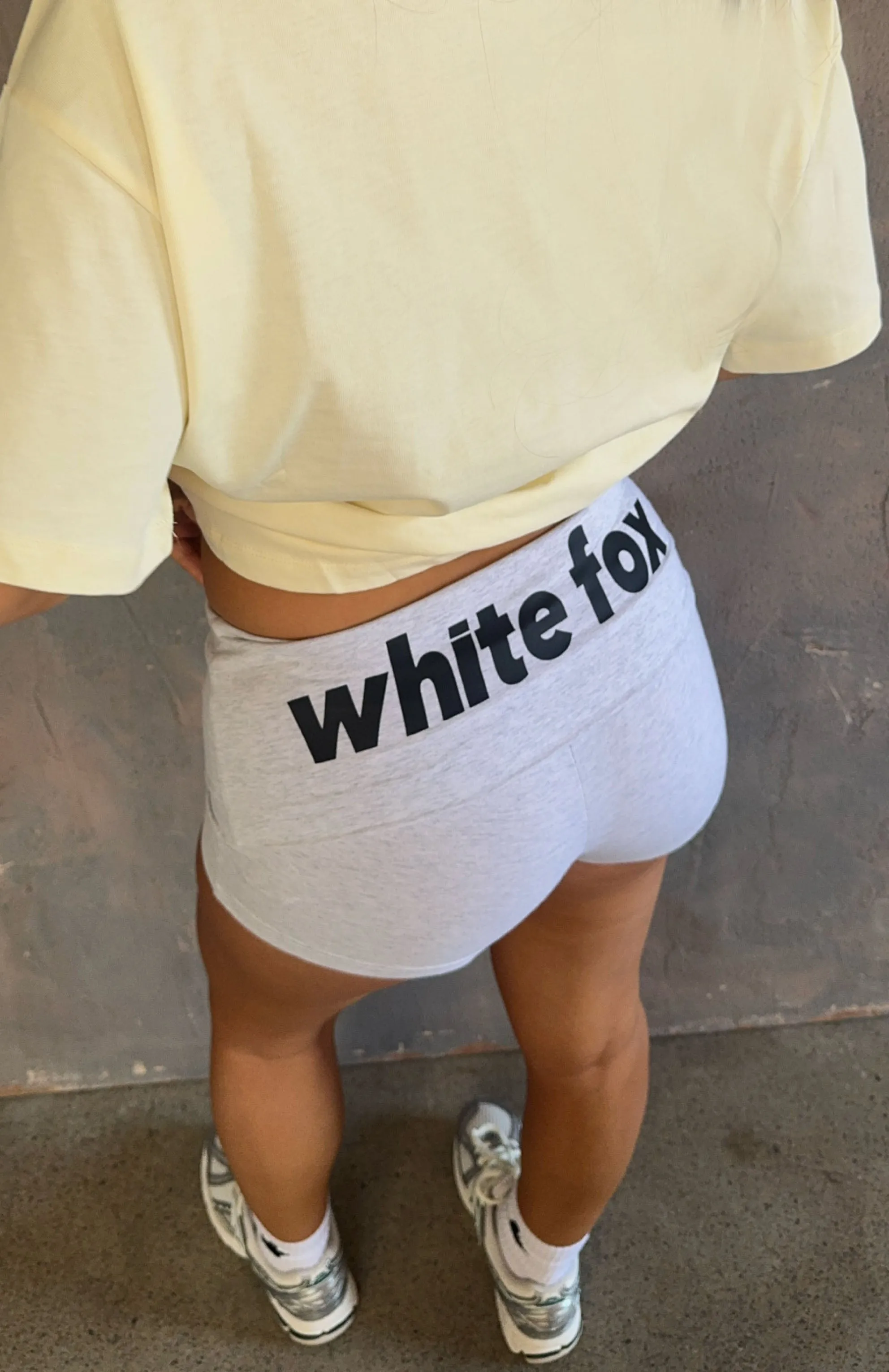 From The Archives Gigi Fold Over Booty Shorts Grey Marle Fitness Enthusiast
