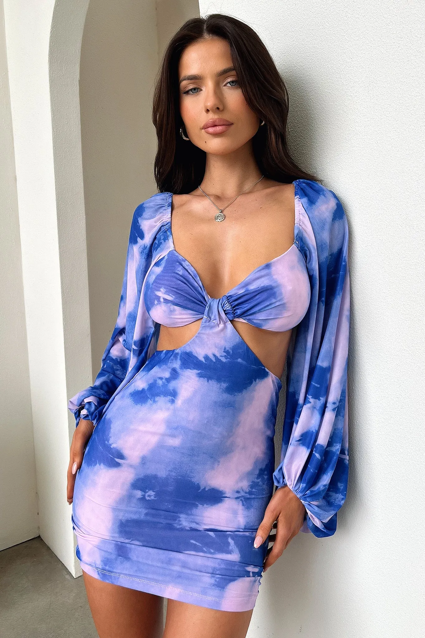 Front Twist Ashna Dress - Blue/Purple