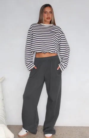 Give It A Rest Wide Leg Sweatpants Forest Green Back pockets