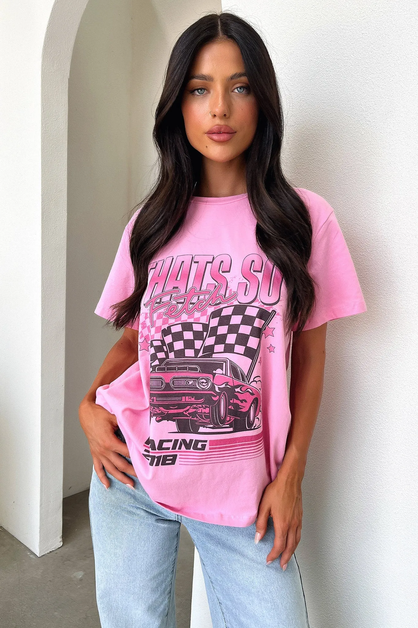 City Lifestyle Street-style fashion top Pitstop Oversized Tee - Pink