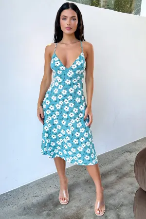 and Playful knee-length gown. Practical travel midi Harmony Midi Dress - Green Floral