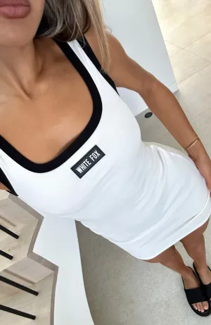 Empire-Waist Our Own Way Ribbed Mini Dress White