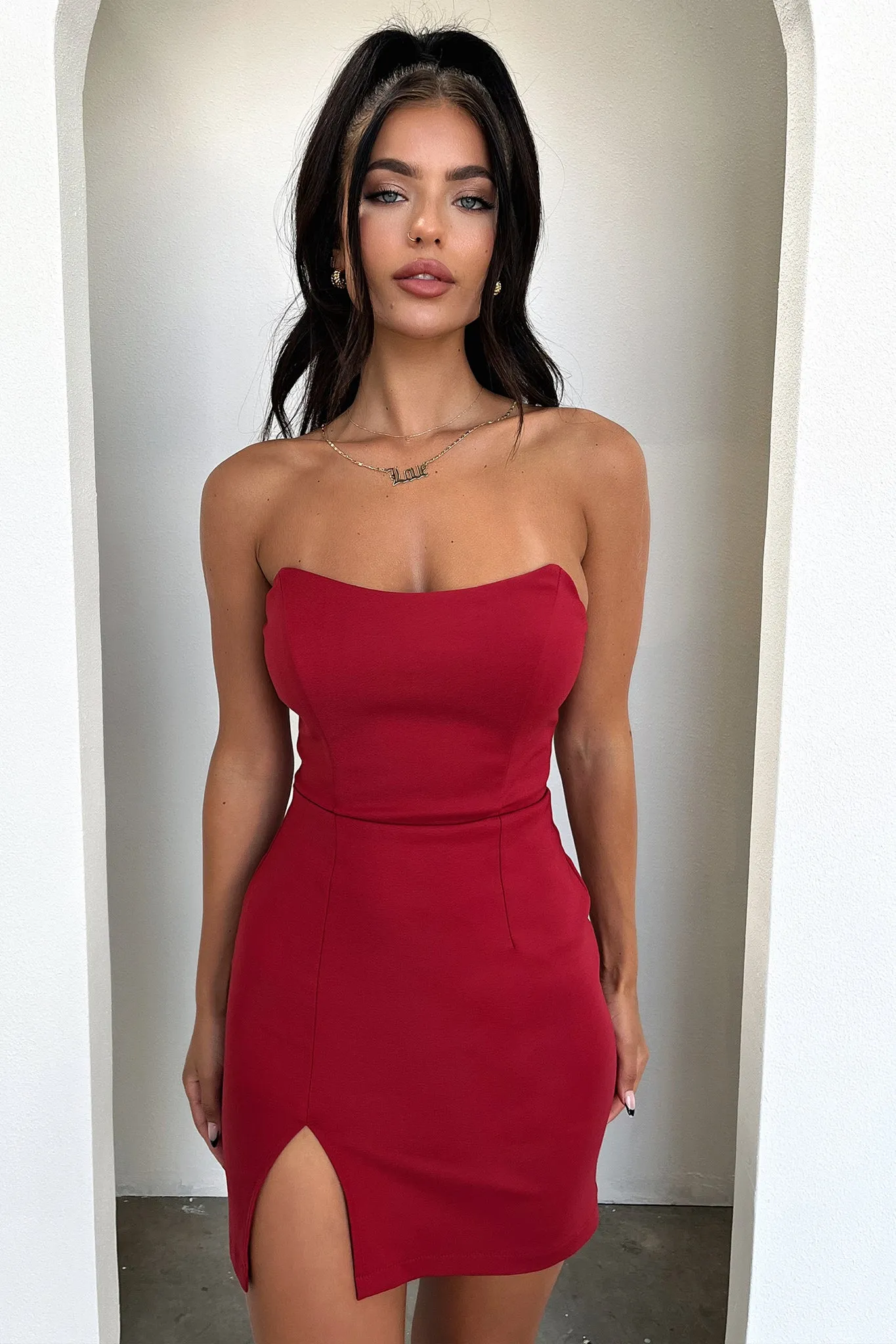 Glow Cooly Lane Strapless Mini Dress - Red