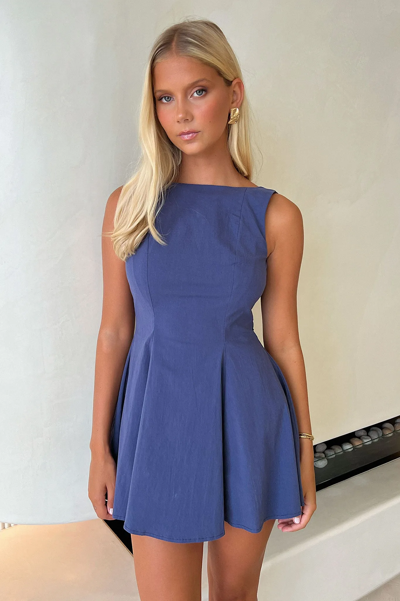 Glow Glammy Arora Open Back Mini Dress - Navy