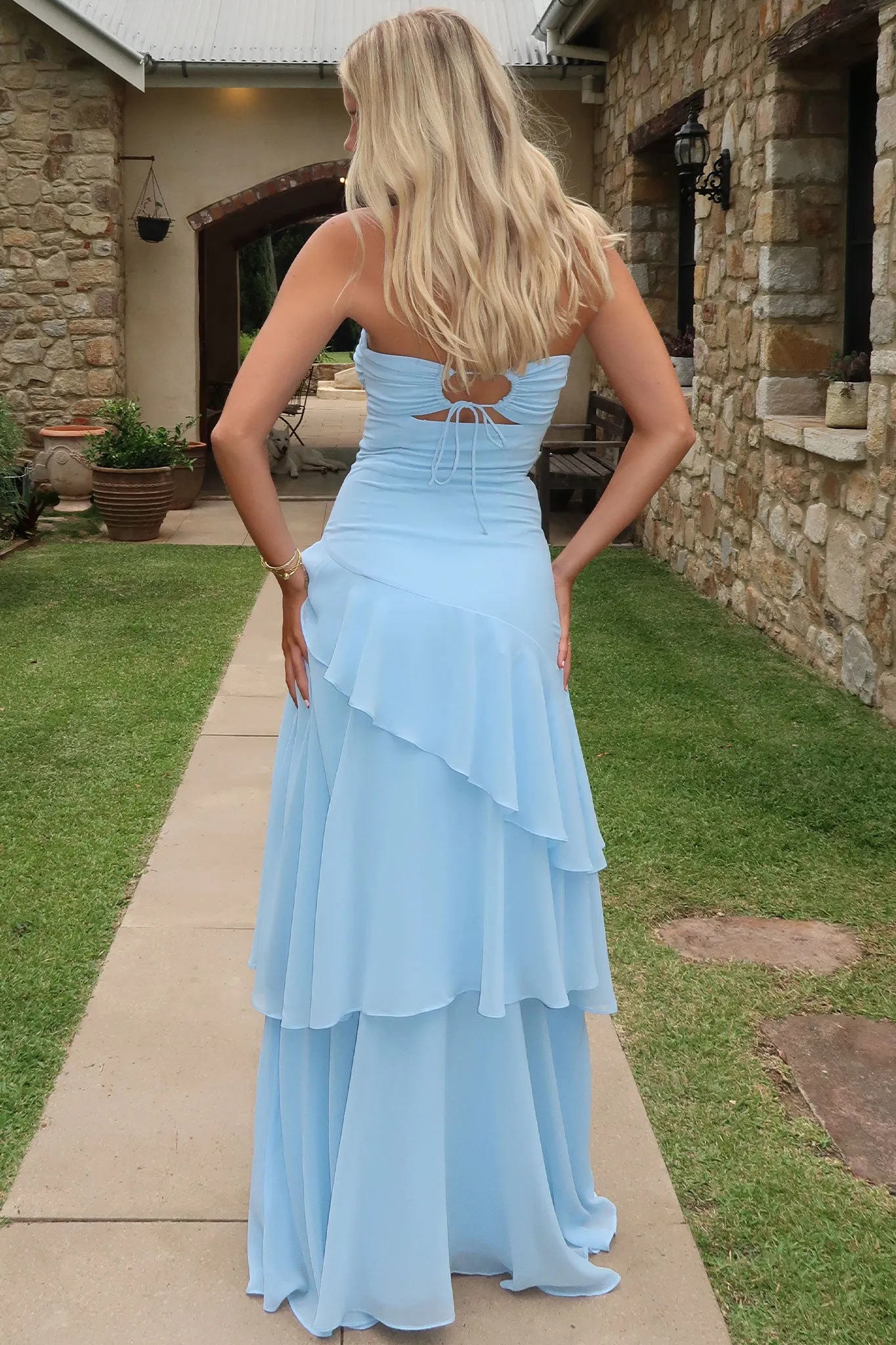 Gretta Strapless Maxi Dress - Blue Heat retaining