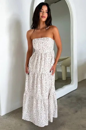Sea View Elegant formal maxi Hailey Maxi Dress - White Floral