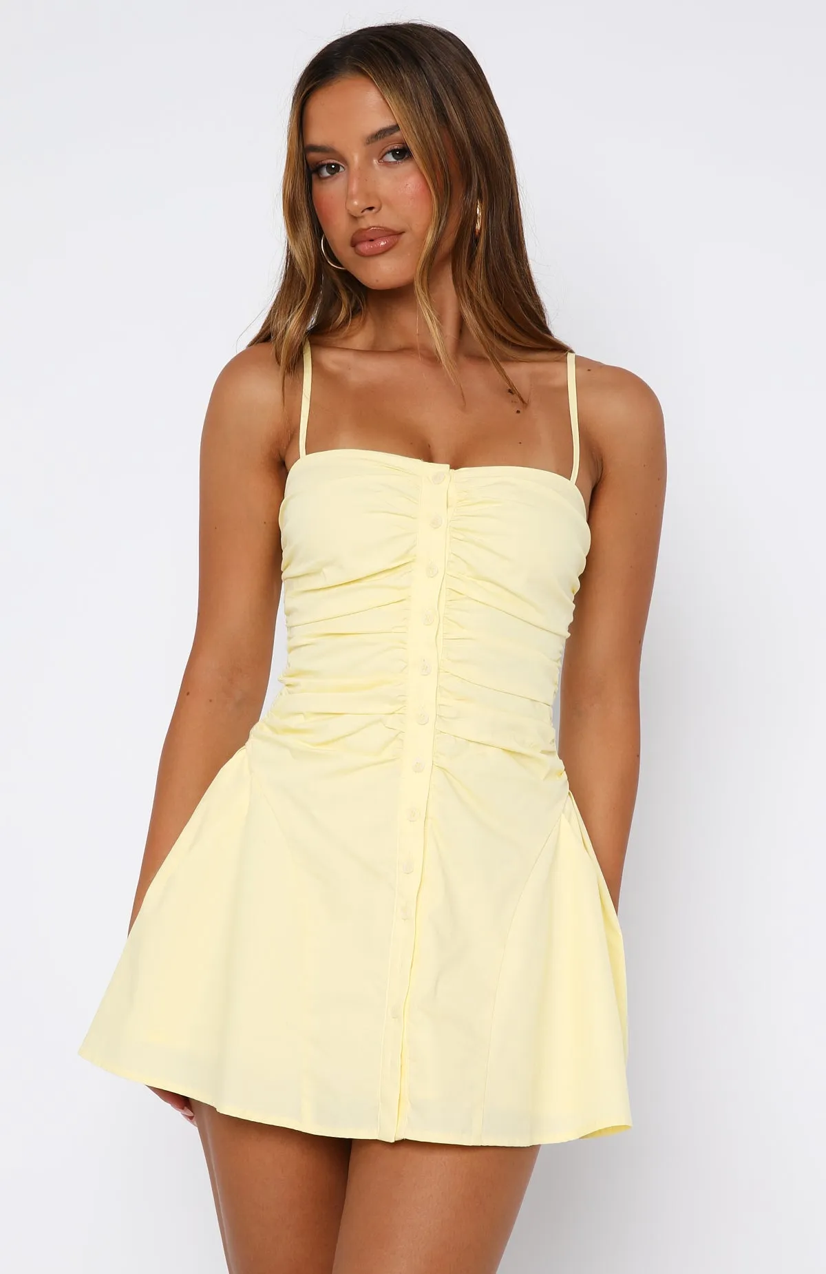 Halter neck Field Day Mini Dress Lemon