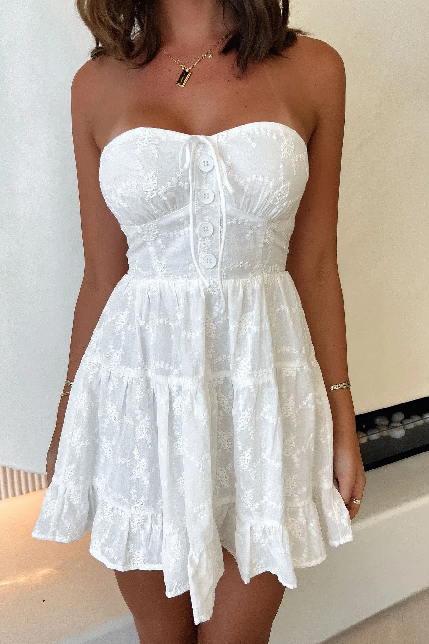 Halter neck Ruby Strapless Mini Dress - White