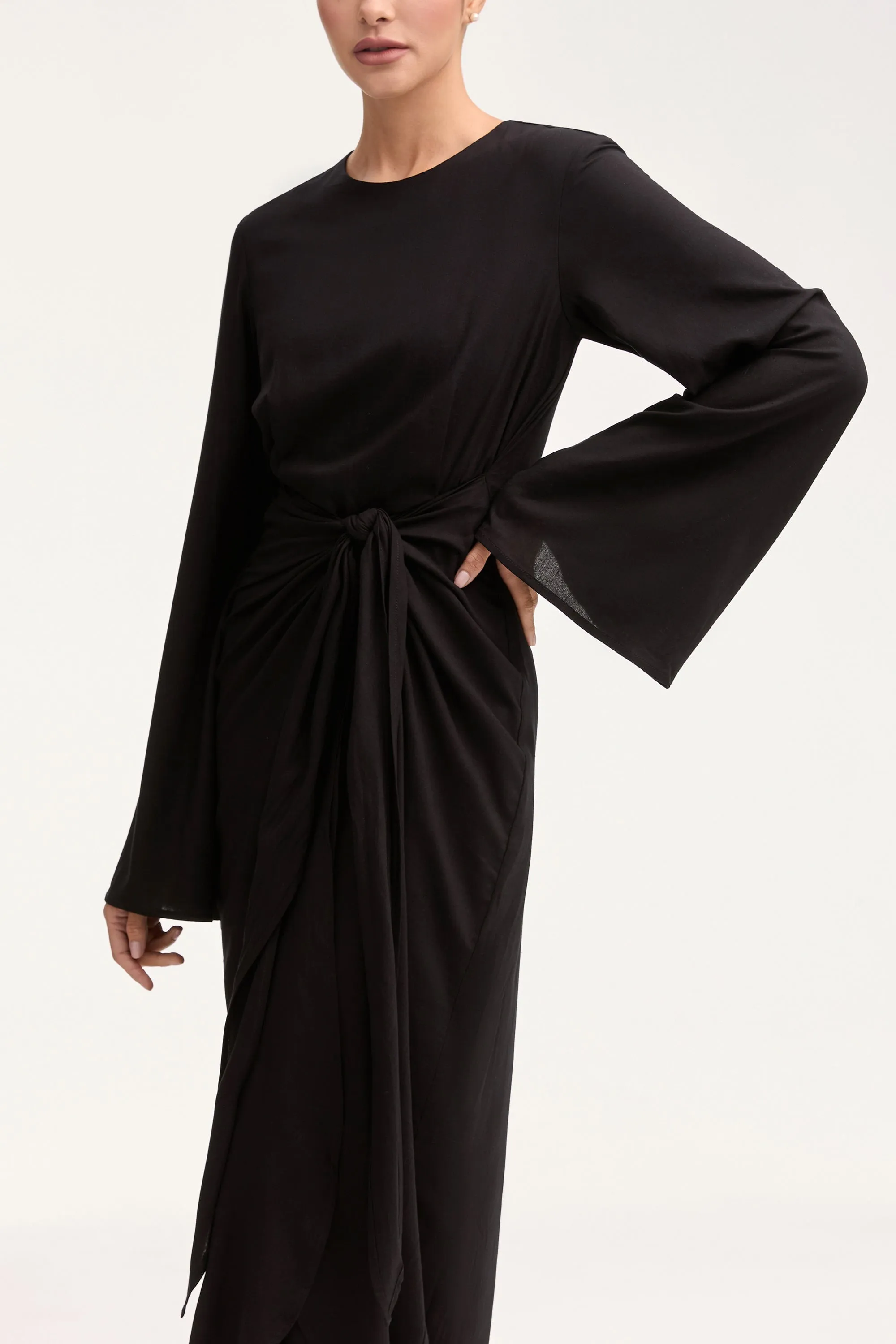 Hanadi Wrap Maxi Dress - Black Natural Look