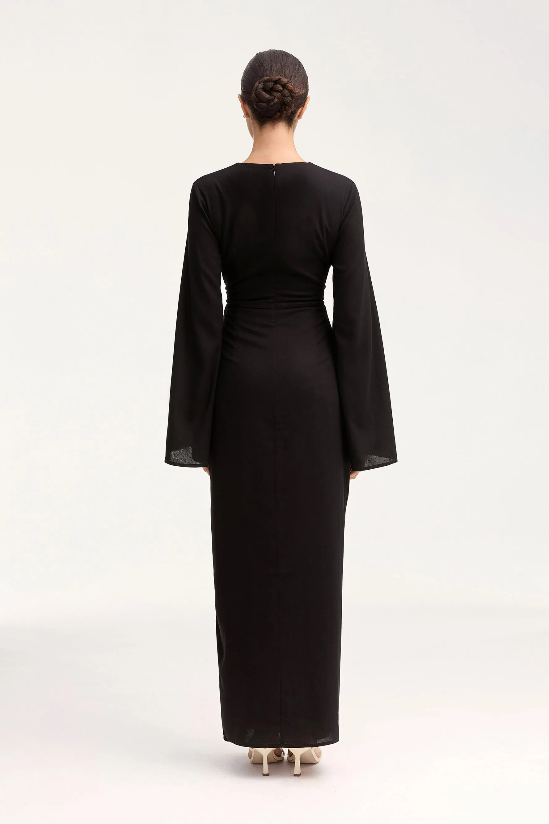 Hanadi Wrap Maxi Dress - Black Natural Look