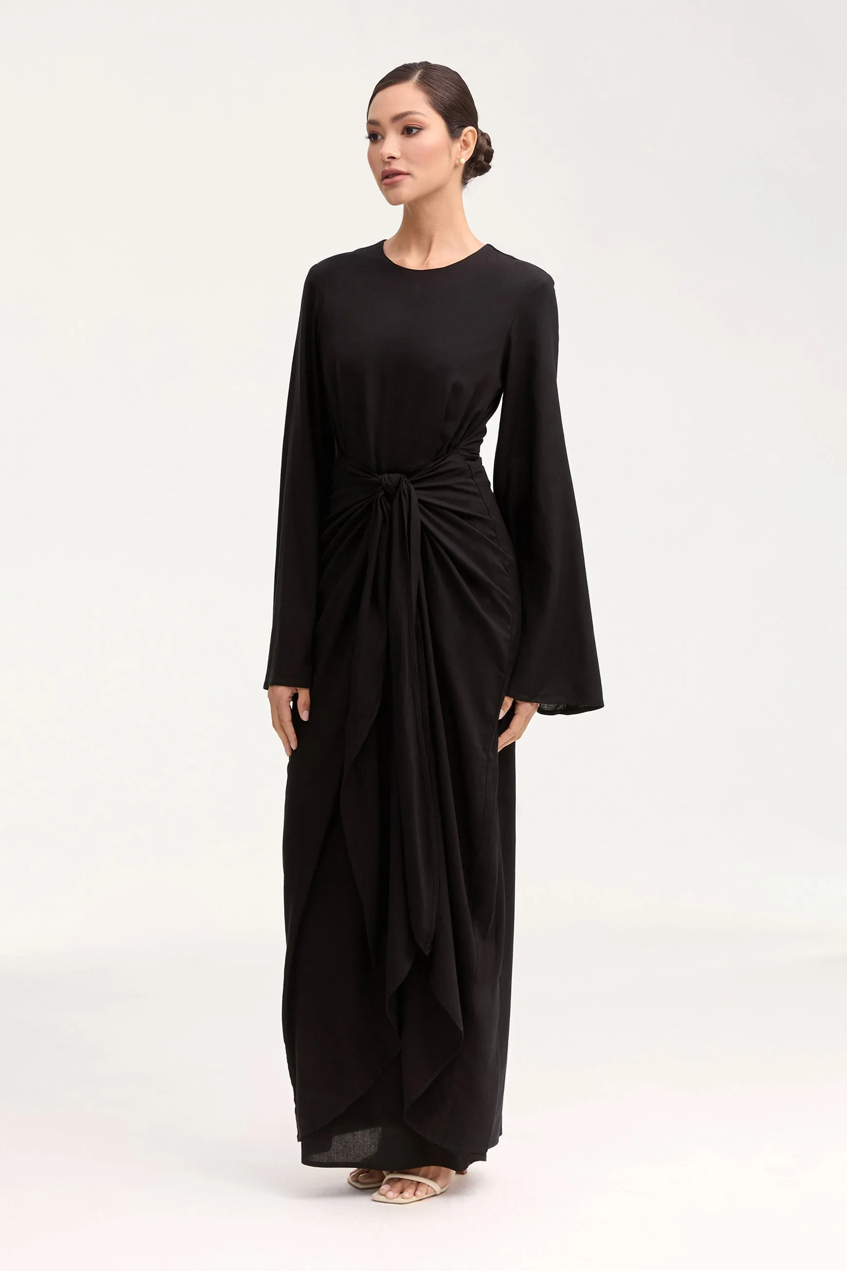 Hanadi Wrap Maxi Dress - Black Natural Look