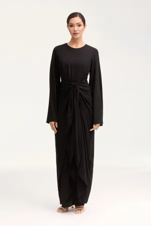 Hanadi Wrap Maxi Dress - Black Skin Glow