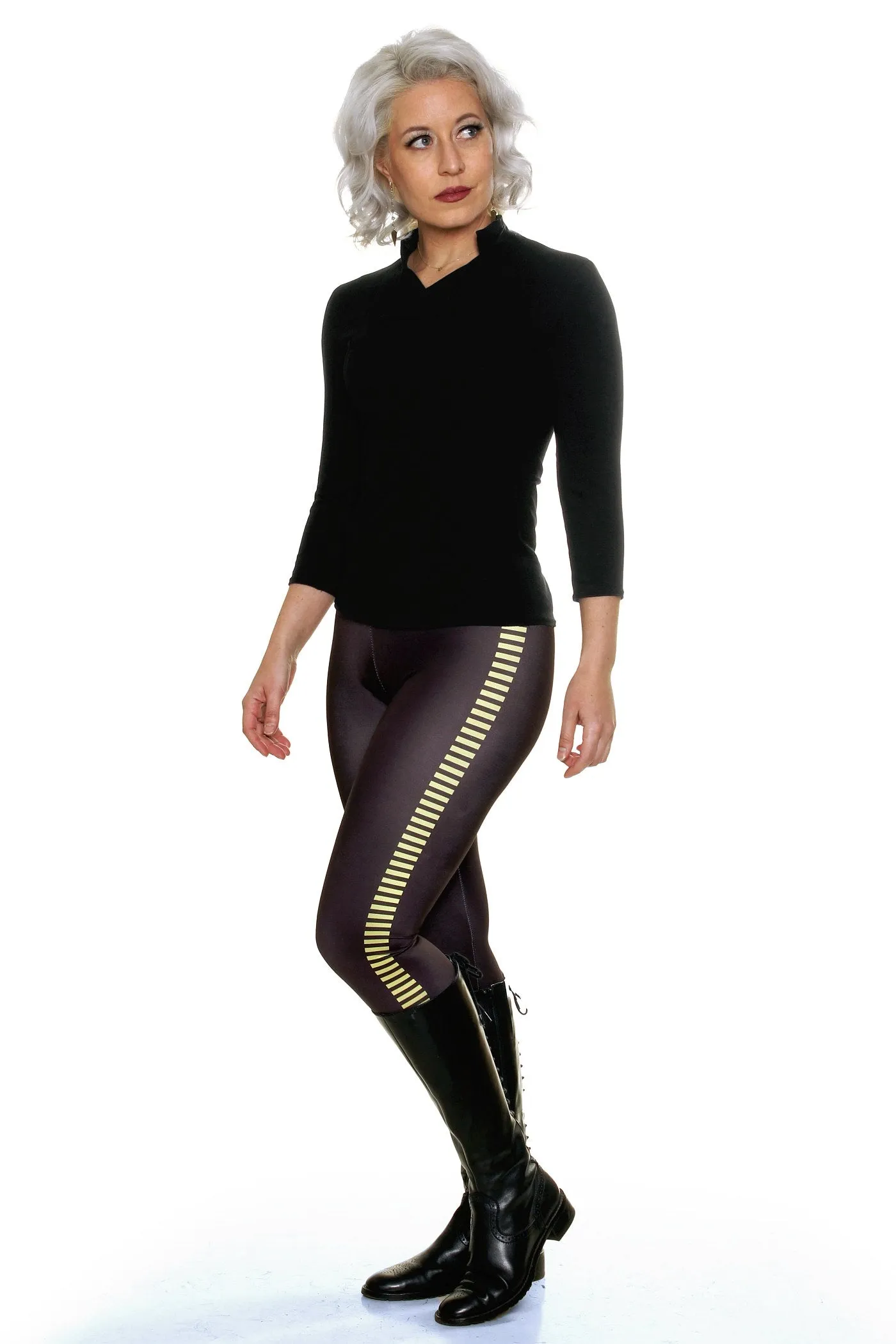 Party-dress Stylish-design Bloodstripe Leggings - Yellow