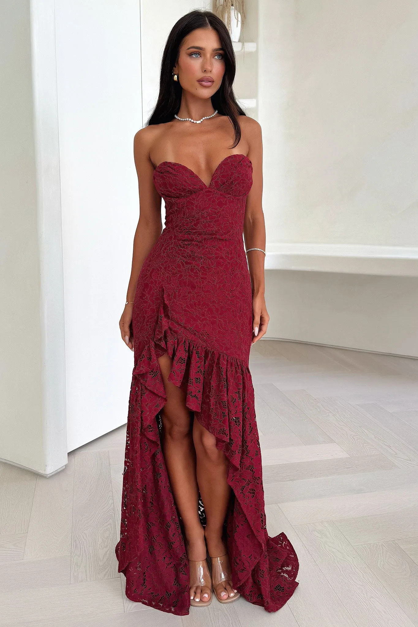 Head turning Everdine Maxi Dress - Burgundy