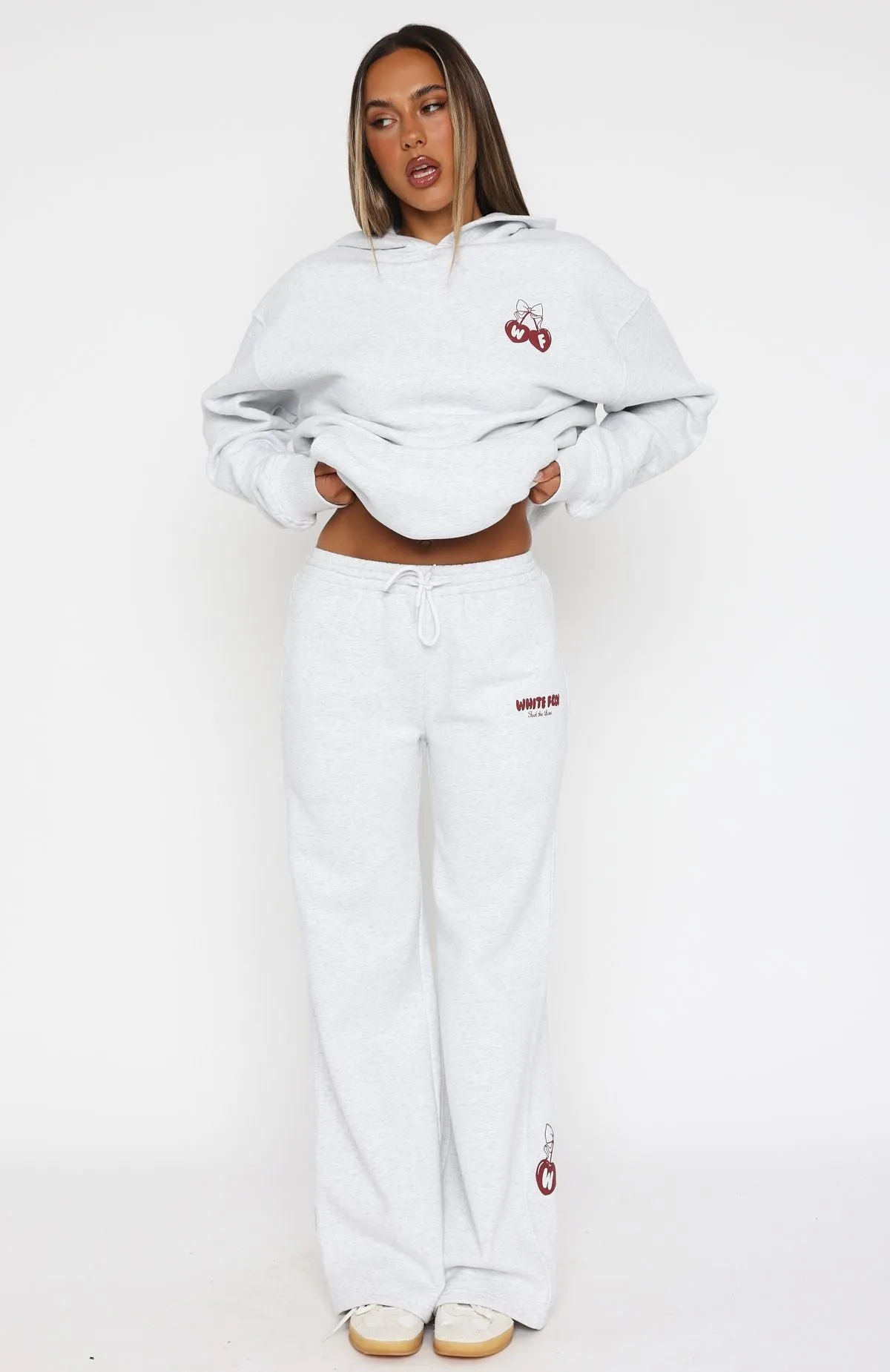High Comfort Feel The Love Wide Leg Sweatpants Grey Marle