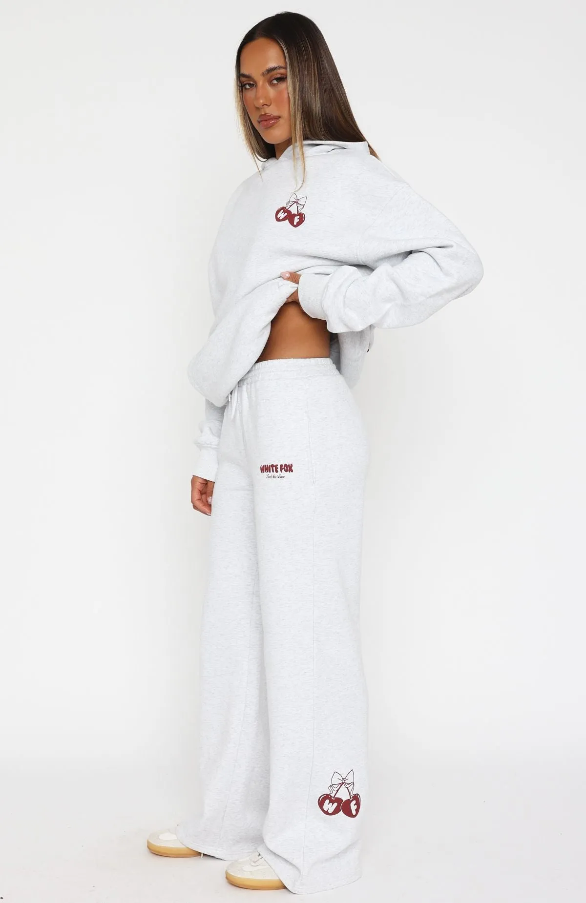 High Comfort Feel The Love Wide Leg Sweatpants Grey Marle