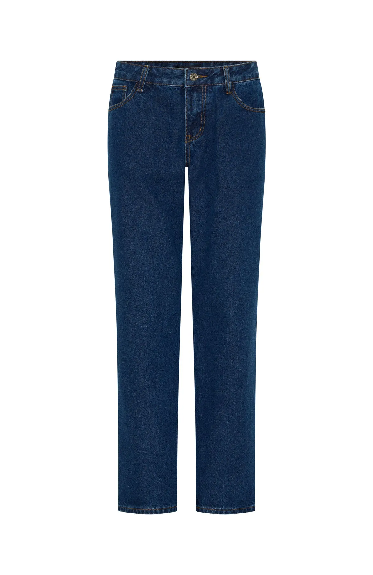 high-waist design Zara Mid Rise Straight Leg Jeans Dark Blue