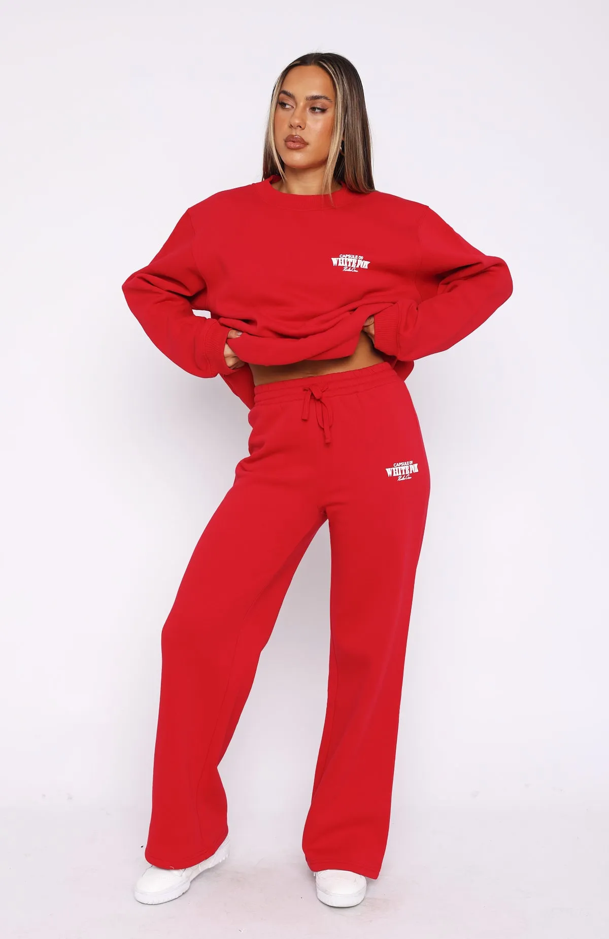 High Waistband Capsule 9 Rodeo Crew Wide Leg Sweatpants Red