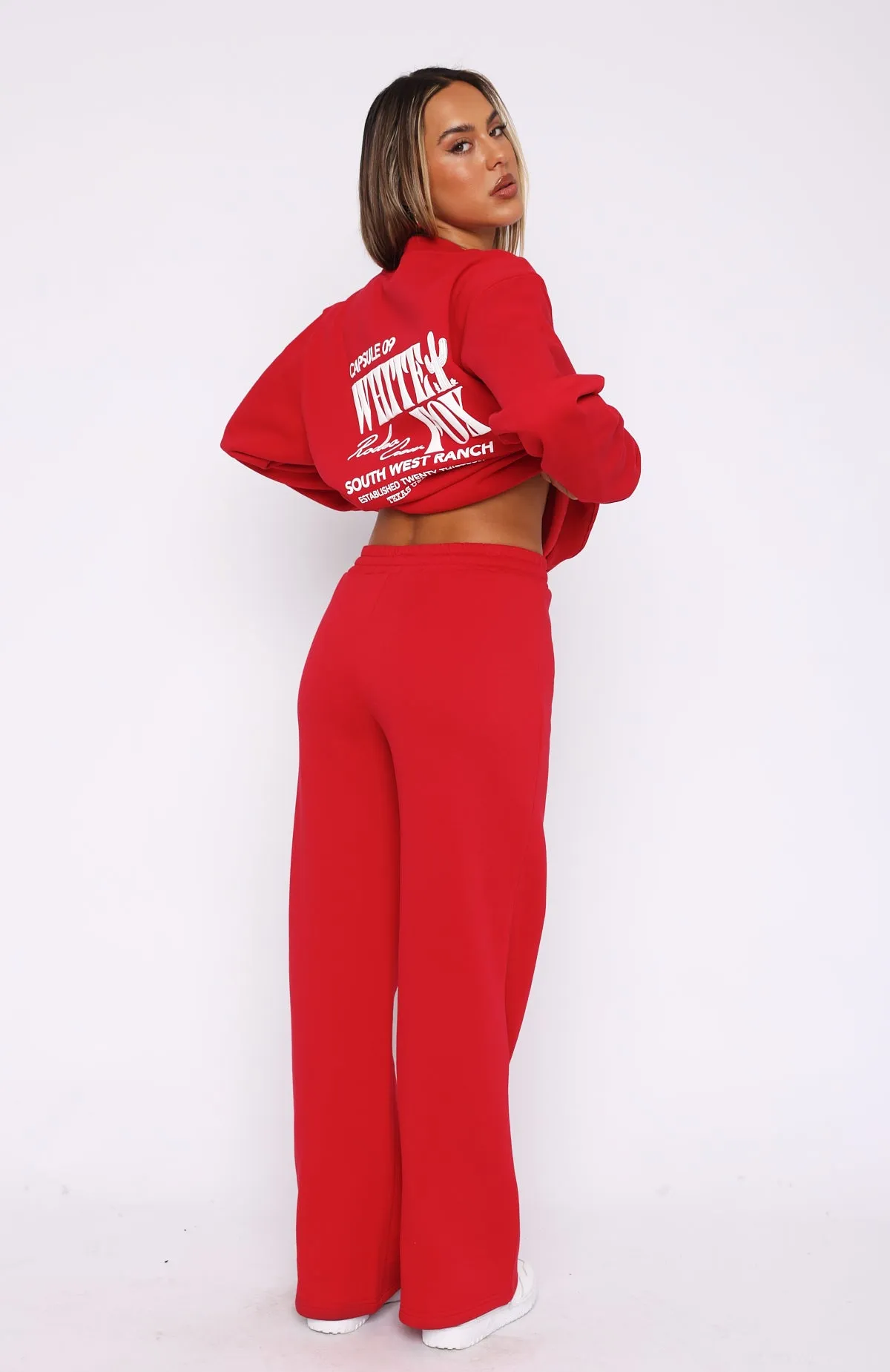 High Waistband Capsule 9 Rodeo Crew Wide Leg Sweatpants Red