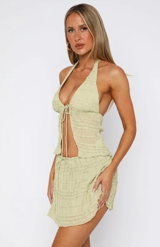 His Favourite Halter Top Matcha Crisscross Design