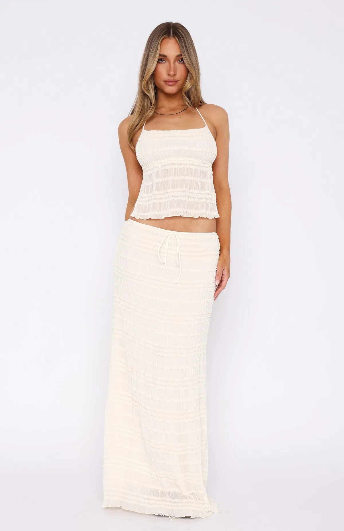 Hold Out Maxi Skirt Cream Secure Closure
