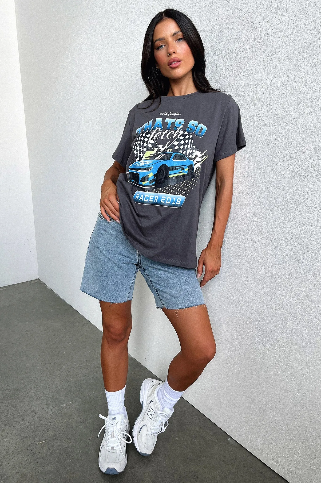 Homestretch Oversized Tee - Charcoal Style Ready