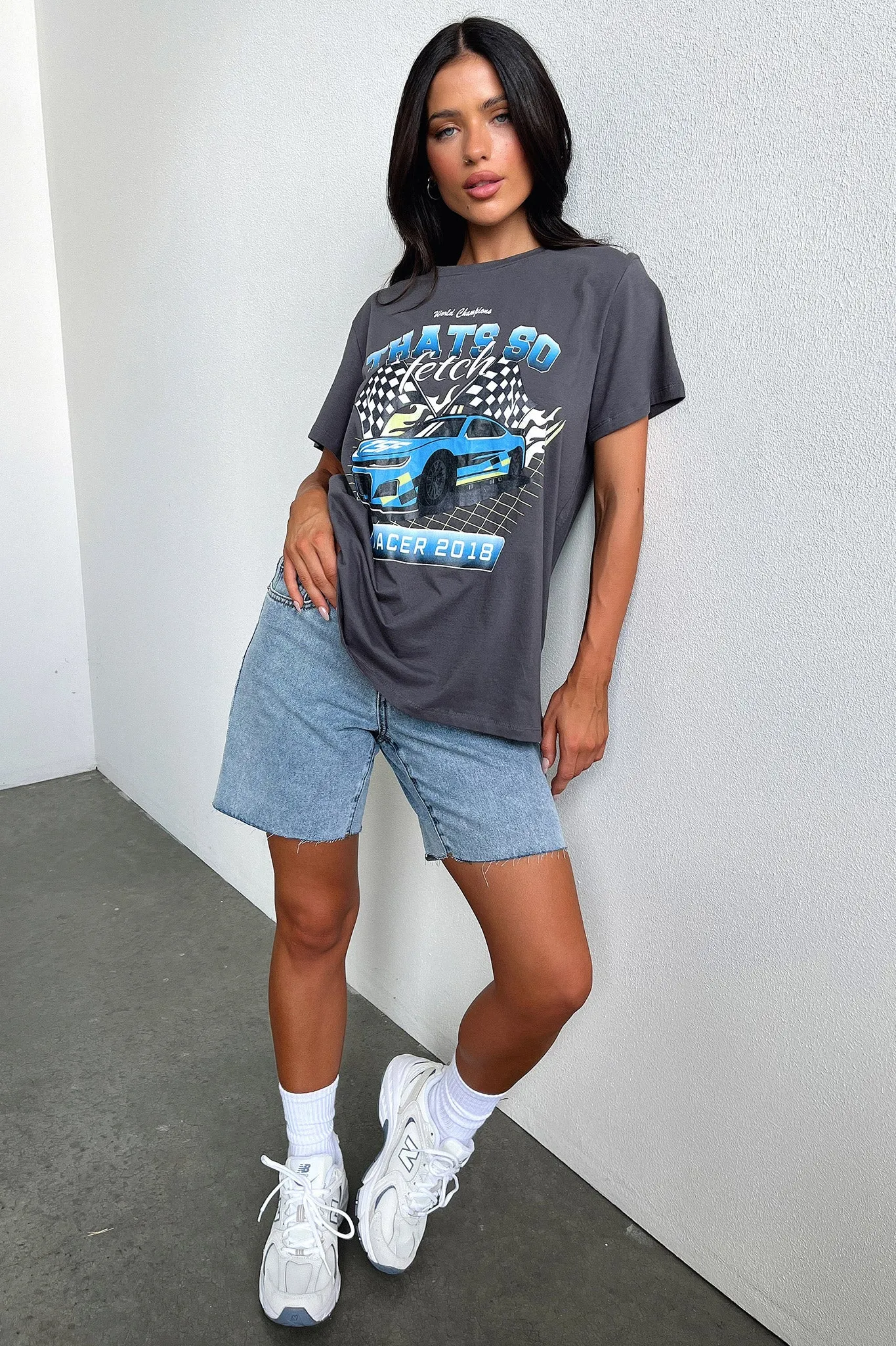 Homestretch Oversized Tee - Charcoal Style Ready