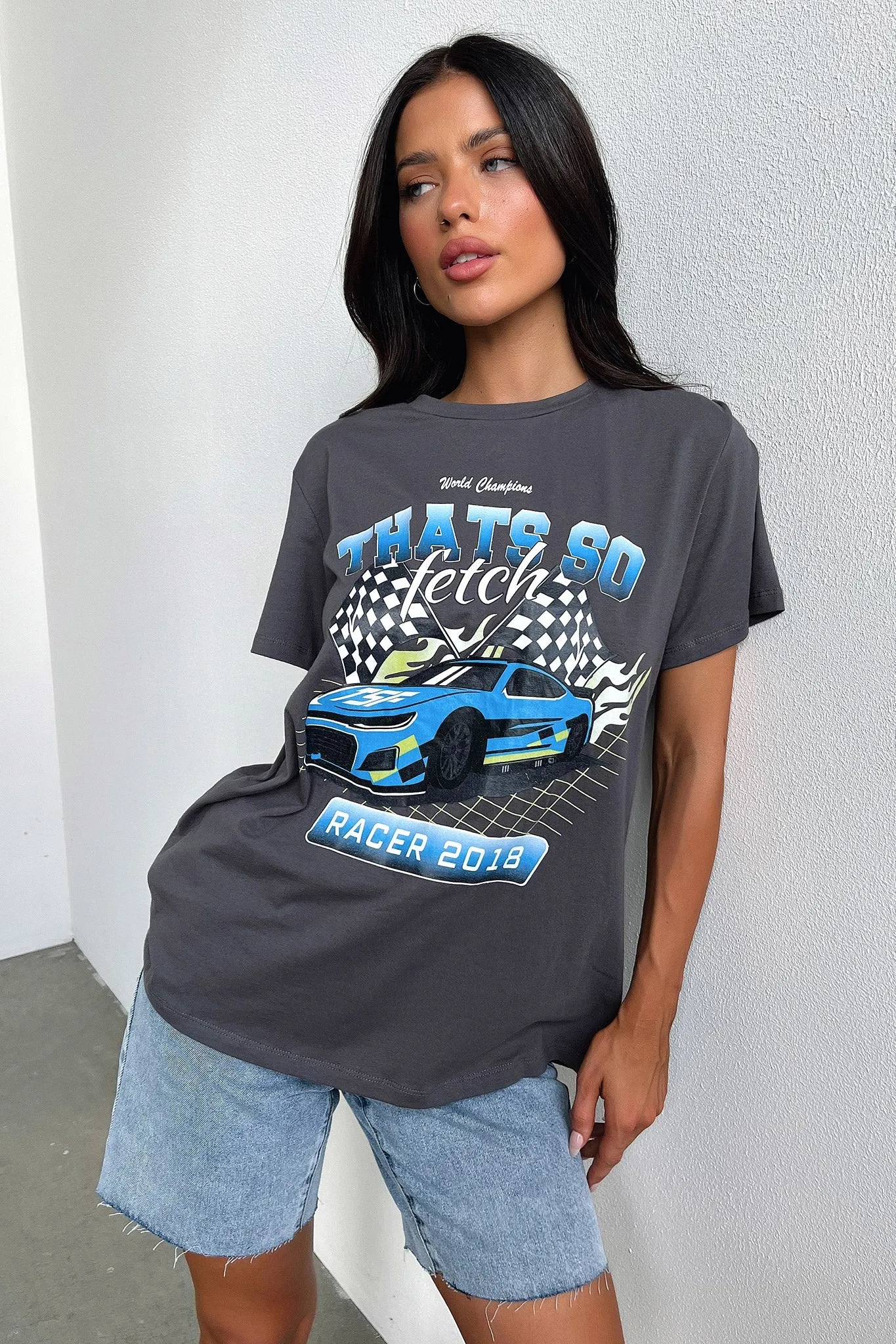 Homestretch Oversized Tee - Charcoal Style Ready