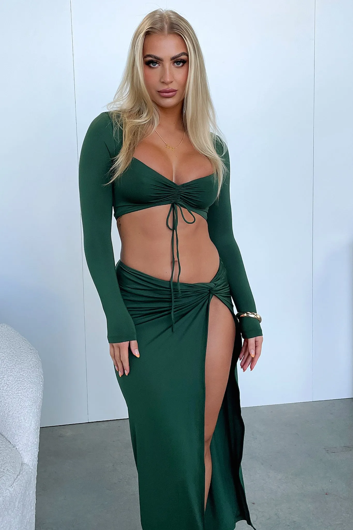 Hospital compliant Victoria Long Sleeve Crop - Emerald