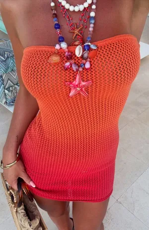 Hotter Than The Sun Crochet Mini Dress Flame Ombre Resort Vibes Polished Design