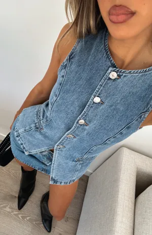Easy to match I'll Miss You Denim Top Admiral Blue