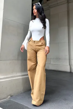 Inaya Wide Leg Jean - Tan comfortable and skin-friendly professionals
