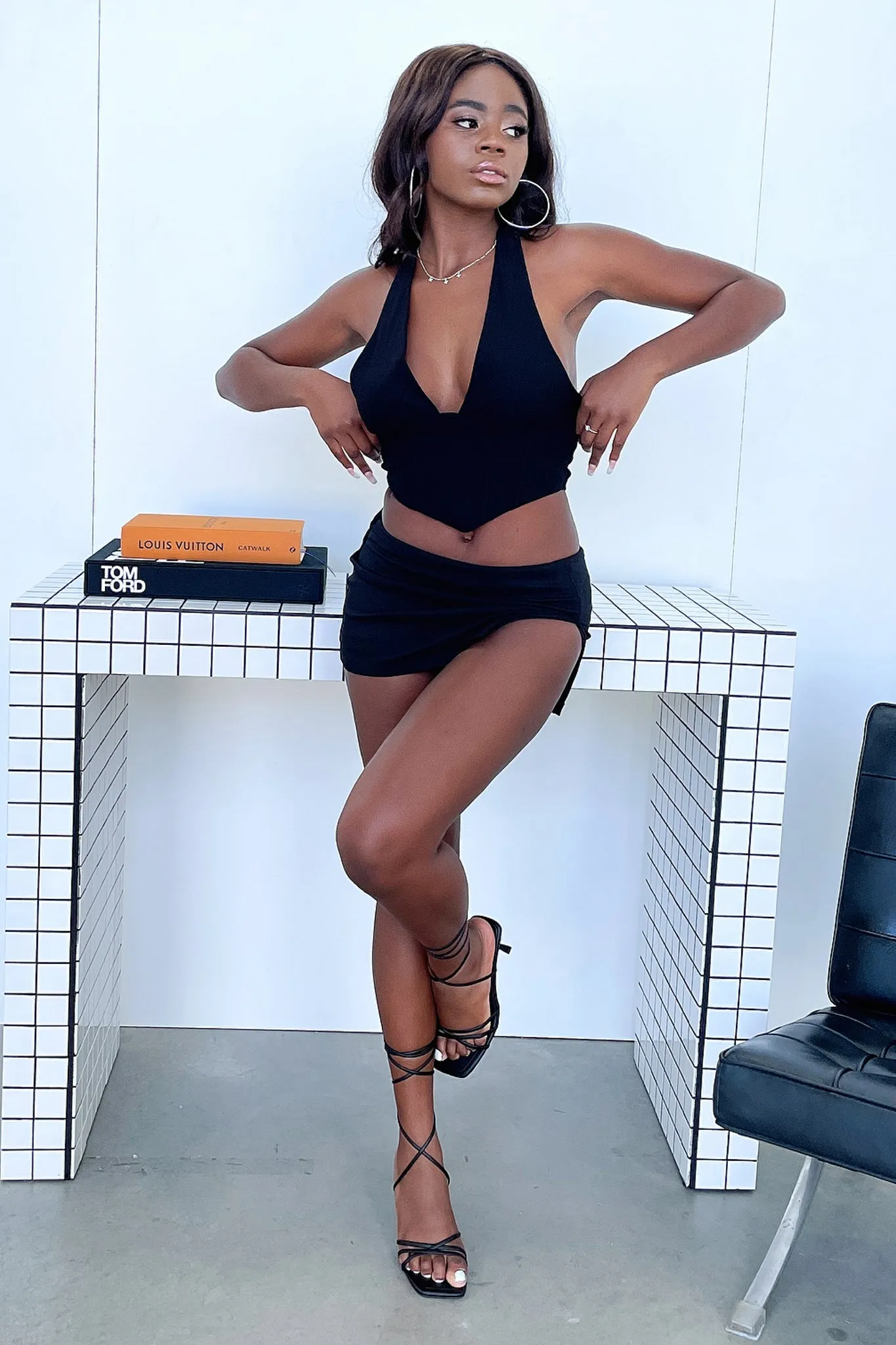 Ingrid Mini Skirt - Black Smooth Comfort