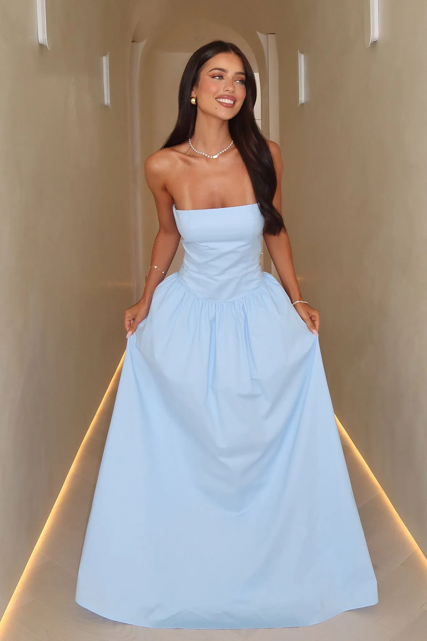 Iridessa Strapless Maxi Dress - Baby Blue Comfy clothing