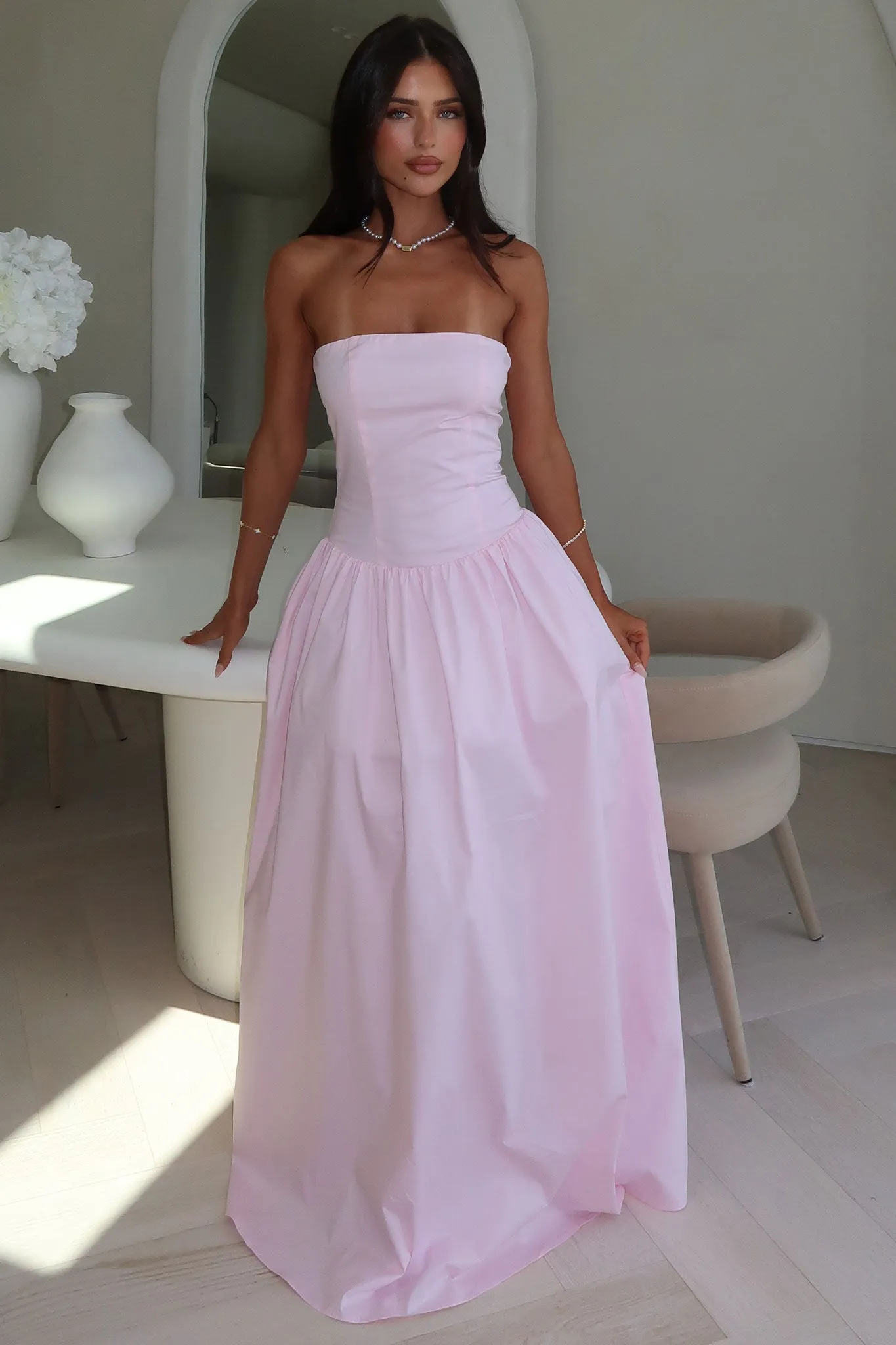 Iridessa Strapless Maxi Dress - Baby Pink Relaxed fit formal wear
