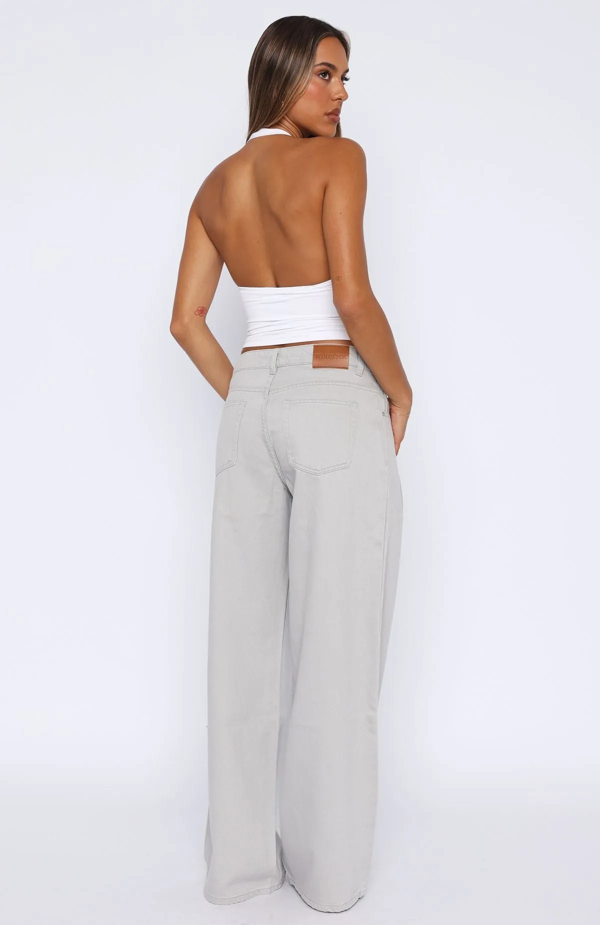 Iris Low Rise Wide Leg Jeans Light Grey Vintage Trend