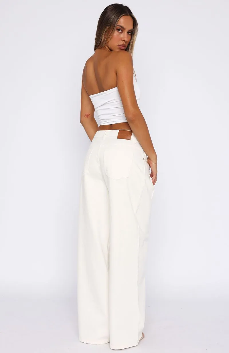 Iris Low Rise Wide Leg Jeans Off White Wide-Leg Slimming