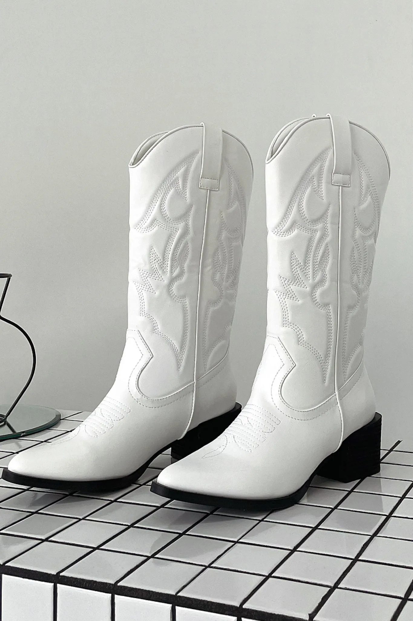 Jagger Cowboy Boots - White Winter Edge