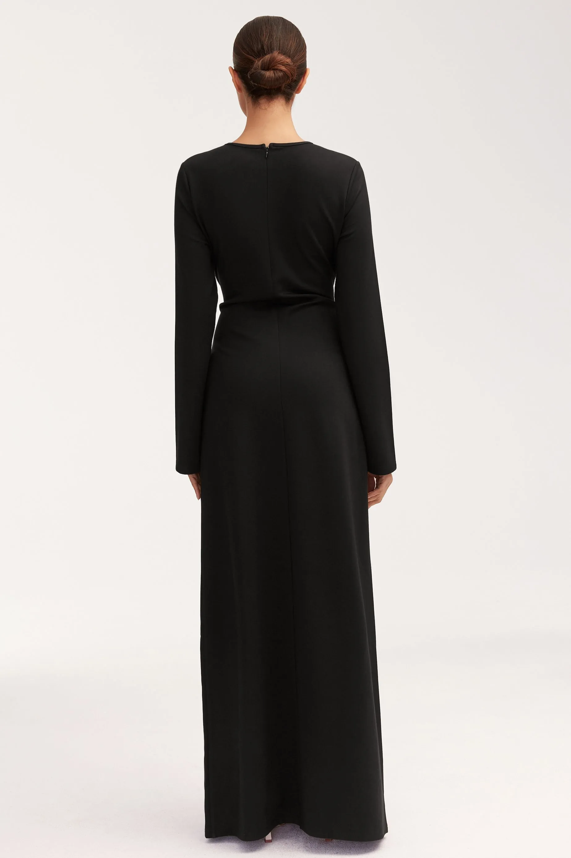 Jersey Tie Front Maxi Dress - Black Wrap Front