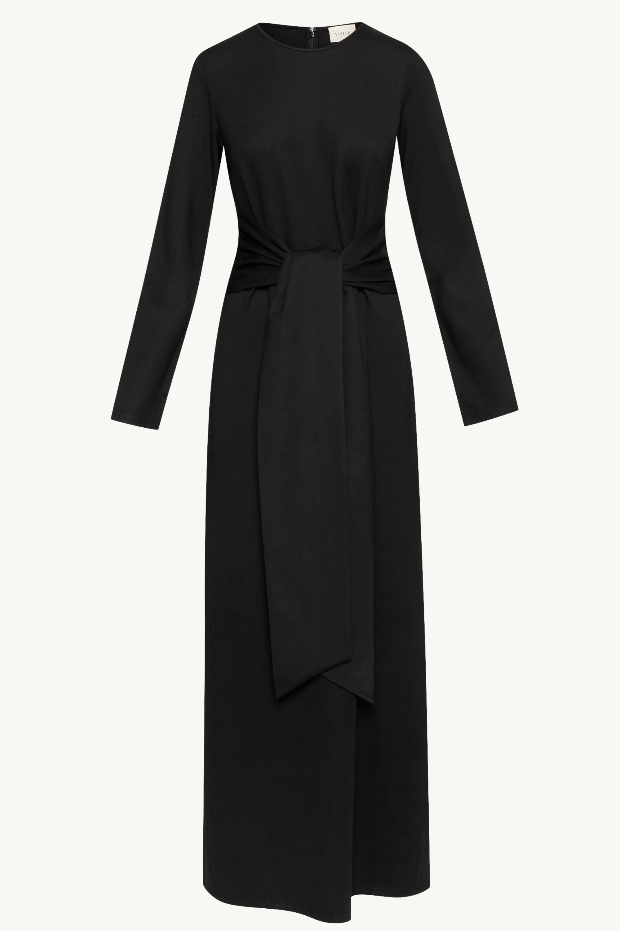 Jersey Tie Front Maxi Dress - Black Wrap Front