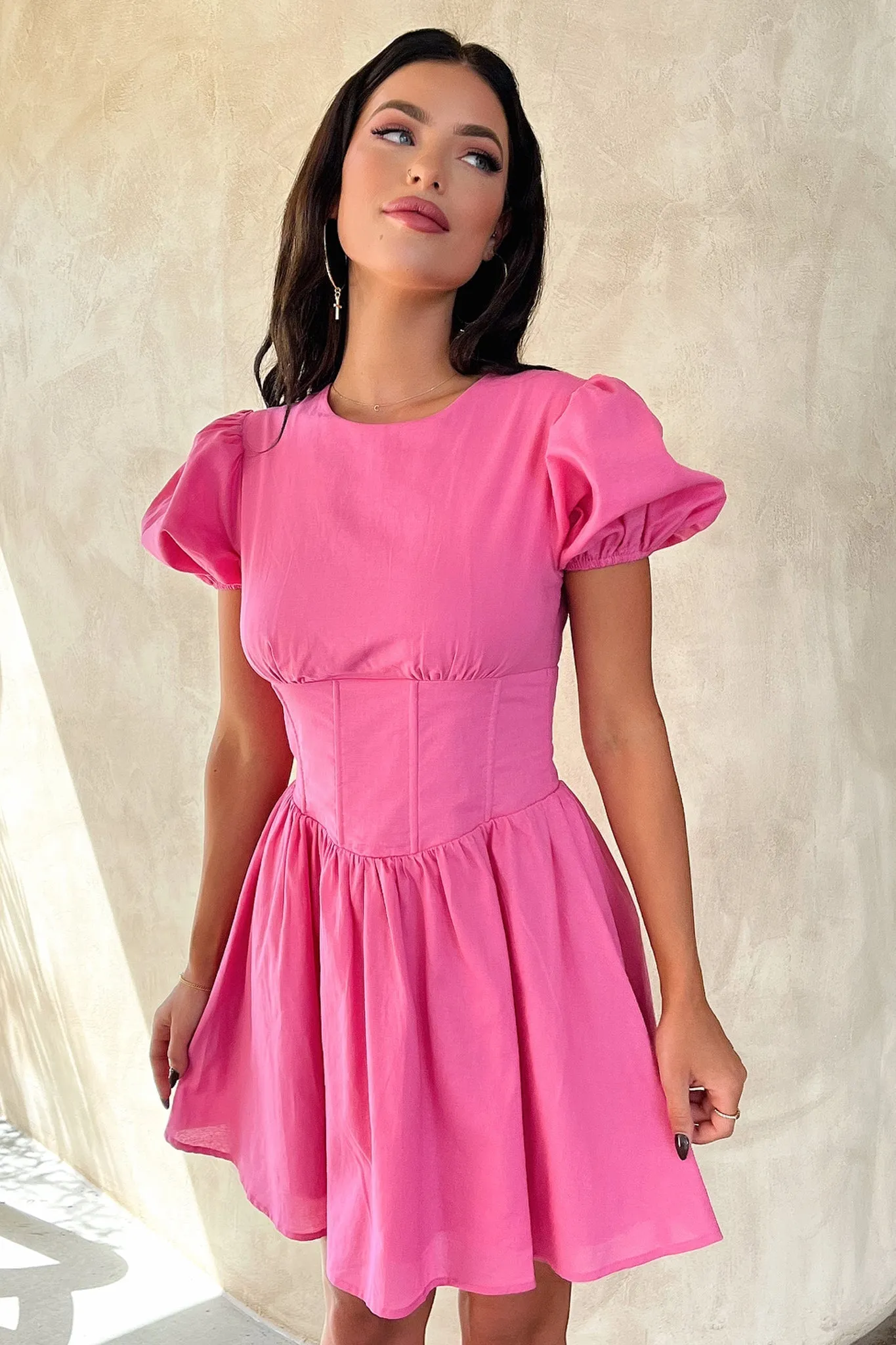 Jordyn Dress - Hot Pink High Waist