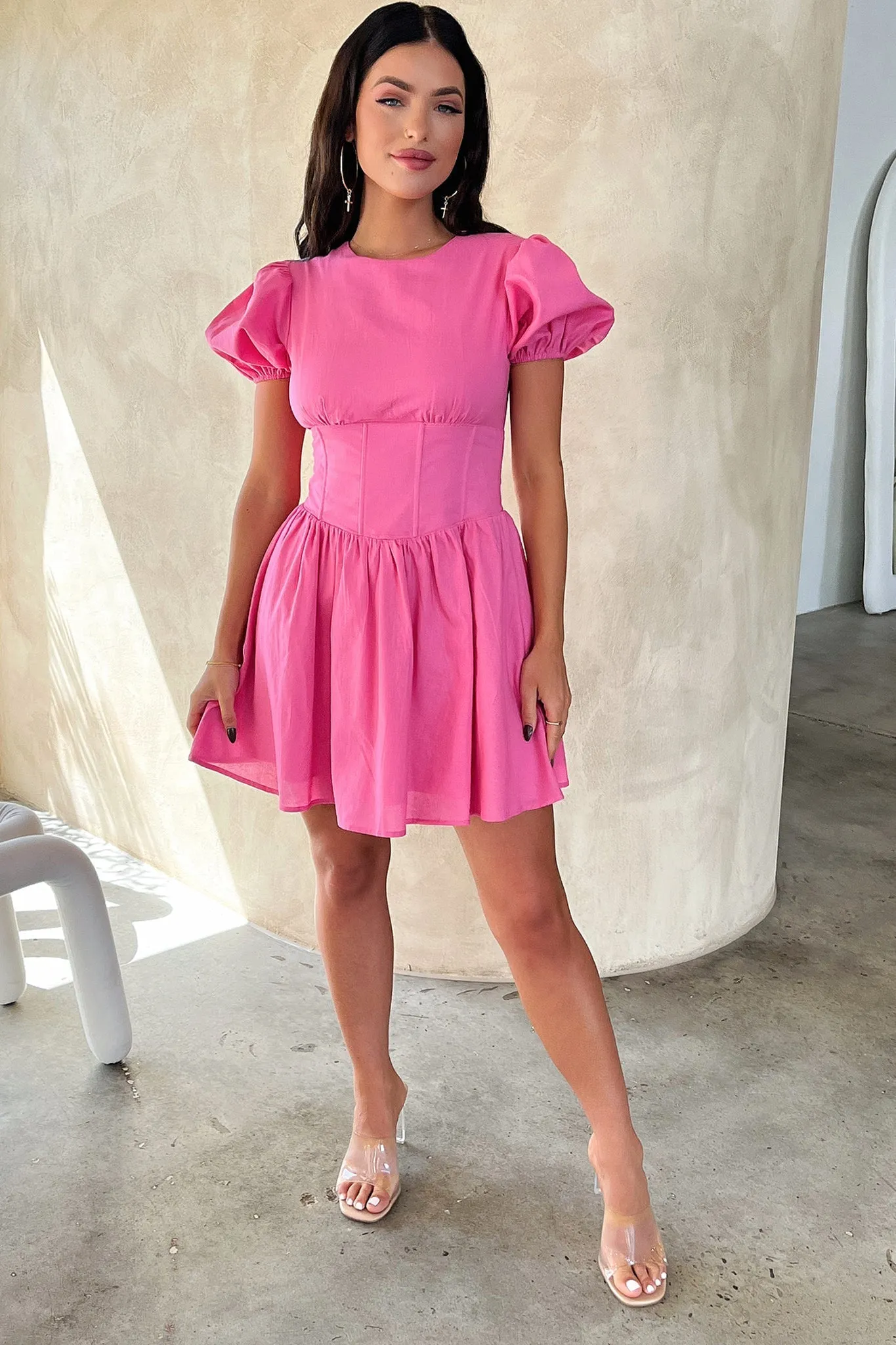 Jordyn Dress - Hot Pink High Waist