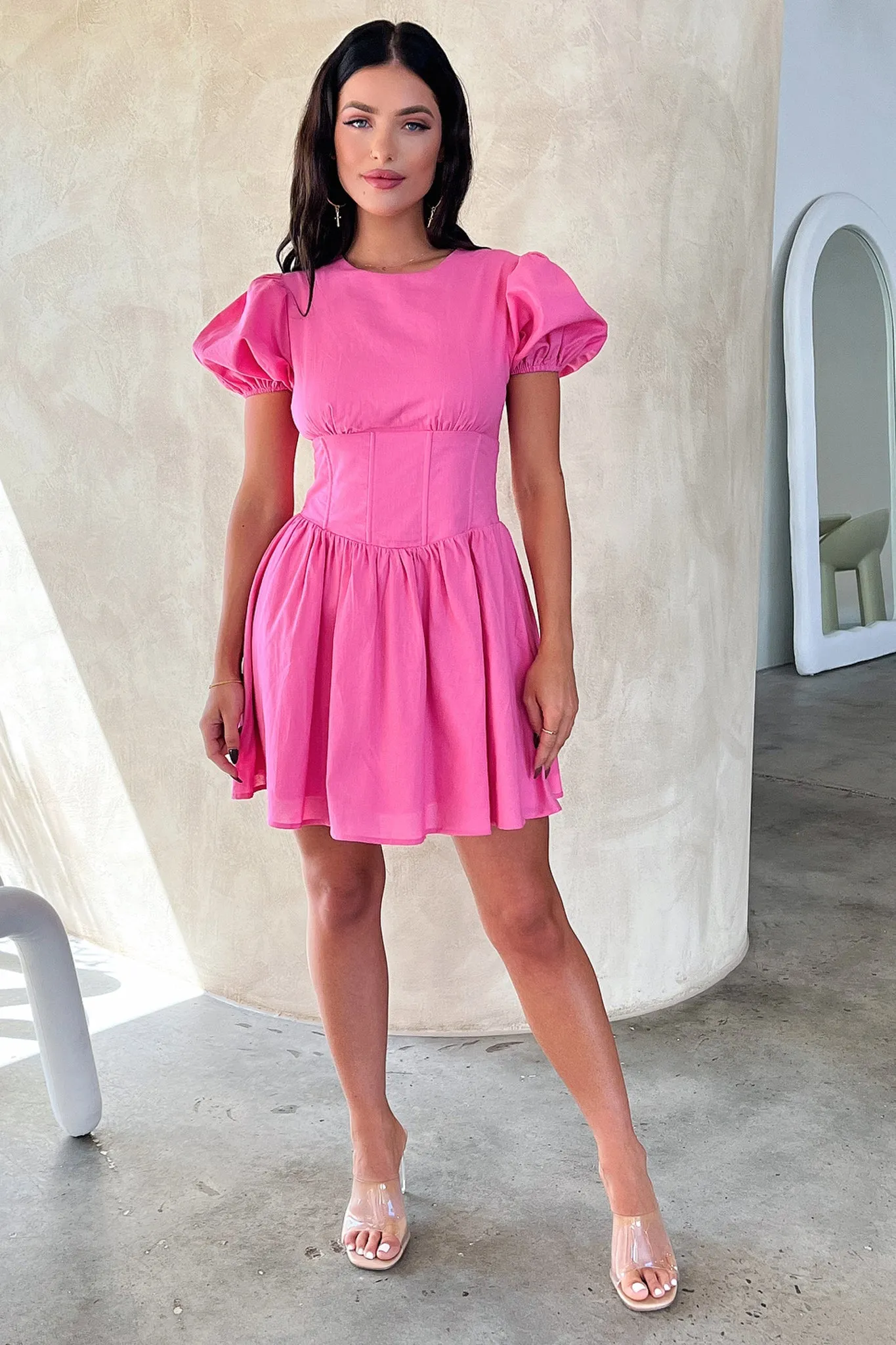 Jordyn Dress - Hot Pink High Waist